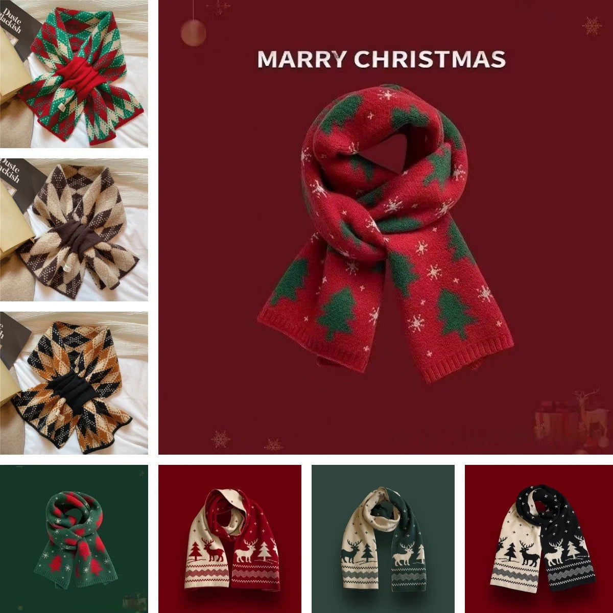 Christmas Tree Patterned Winter Neck Scarf