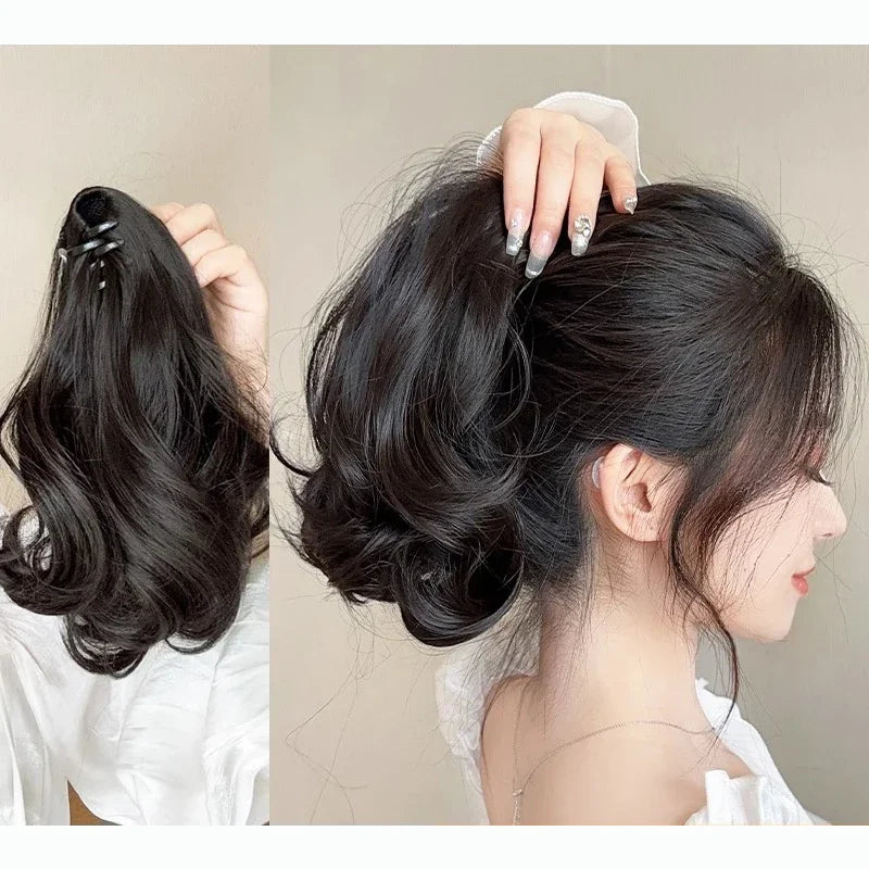 Synthetic Short Curly Wig Ponytail 12Inch Claw Clip-In