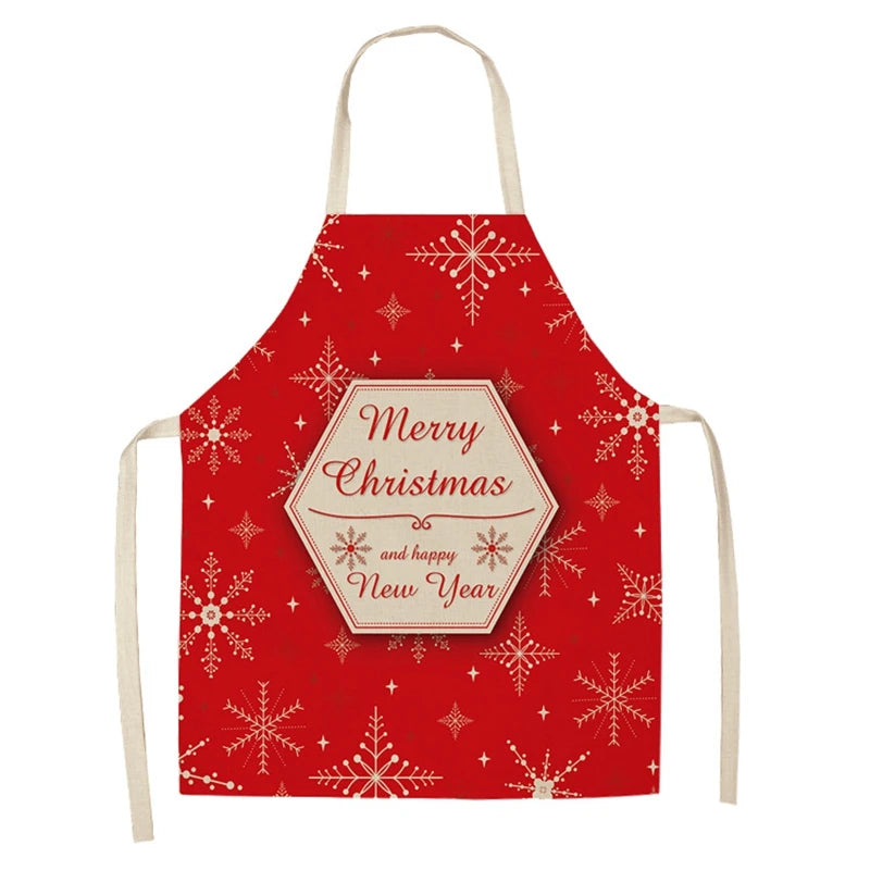Linen Merry Christmas Apron for Home Kitchen
