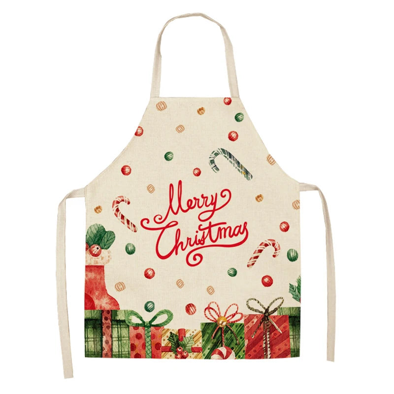 Linen Merry Christmas Apron for Home Kitchen