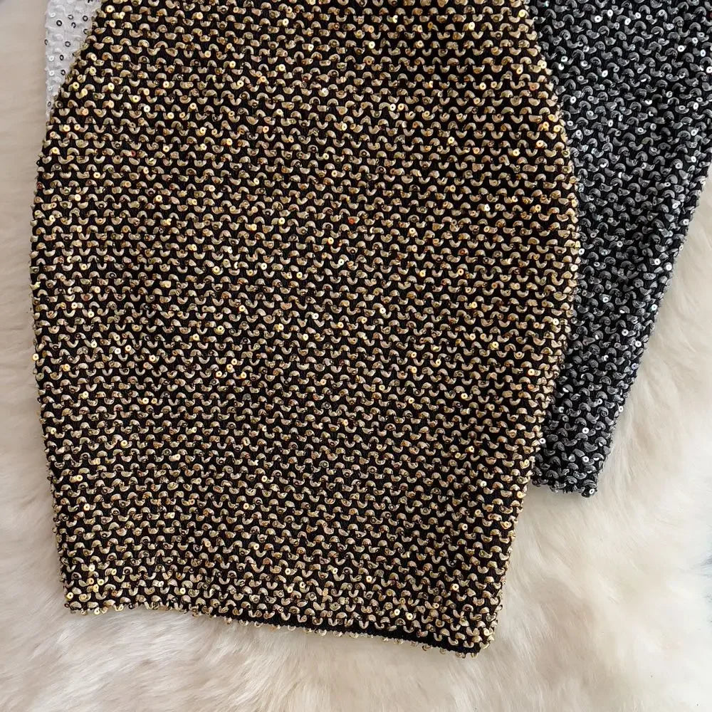 Stylish Sequin Formal Fitting Office Skirt