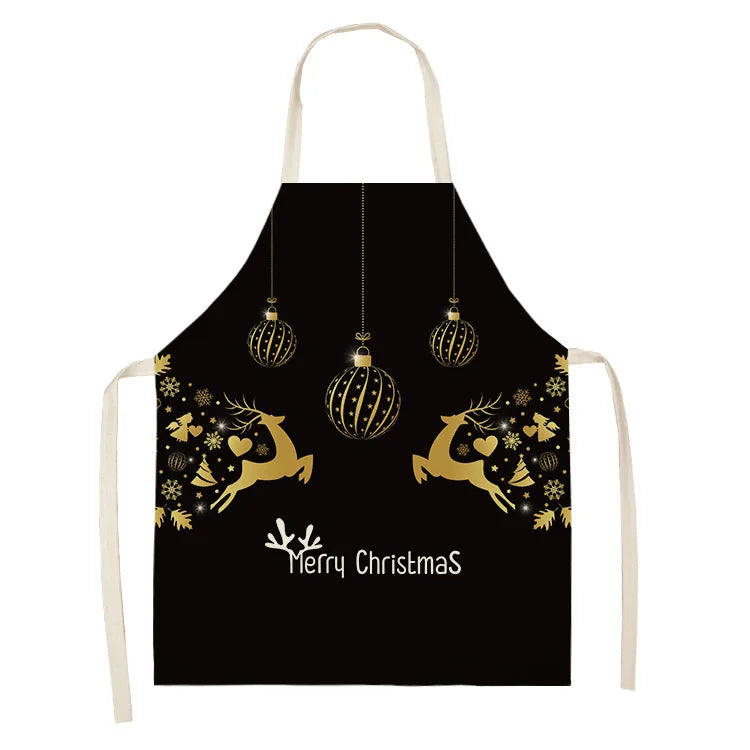 Black Gold  Elk Snowman Christmas Tree Apron