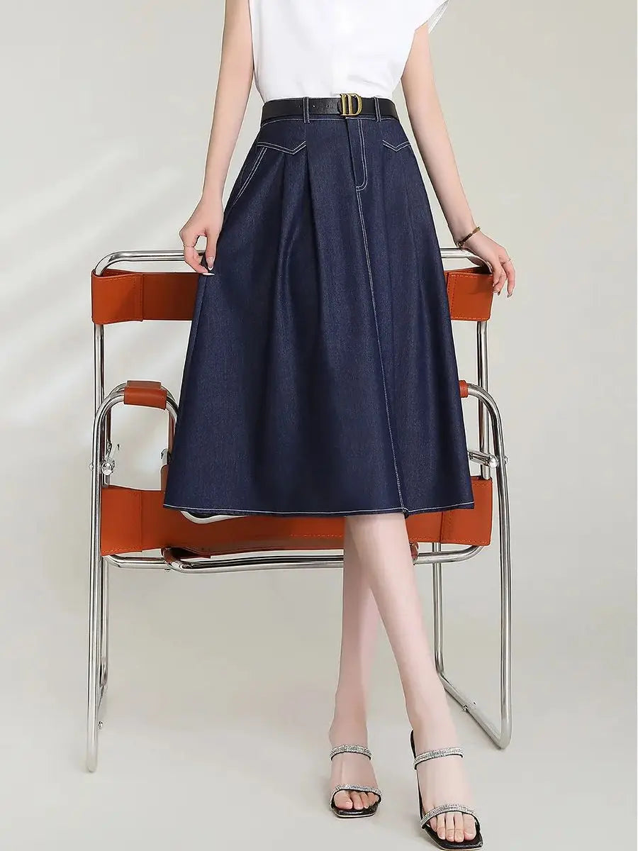 LOUIS YAO  Knee Length Jean Skirt