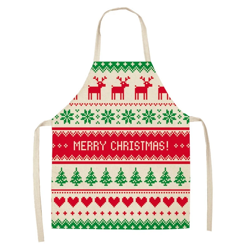 Linen Merry Christmas Apron for Home Kitchen