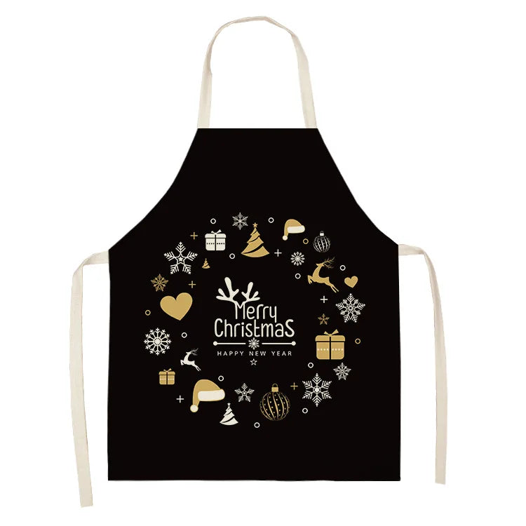 Black Gold  Elk Snowman Christmas Tree Apron