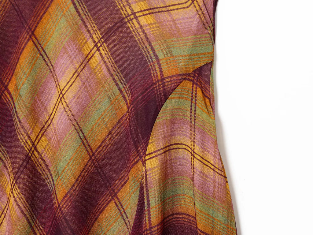 Women's Checkered Print High Waist Asymmetrical Wrinkle Hem Short Skirt