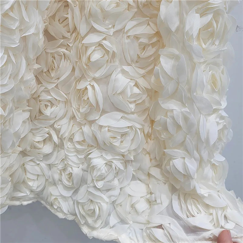 Versatile Three Dimensional Flower Mid-calf High Waist Big Swing Skirt