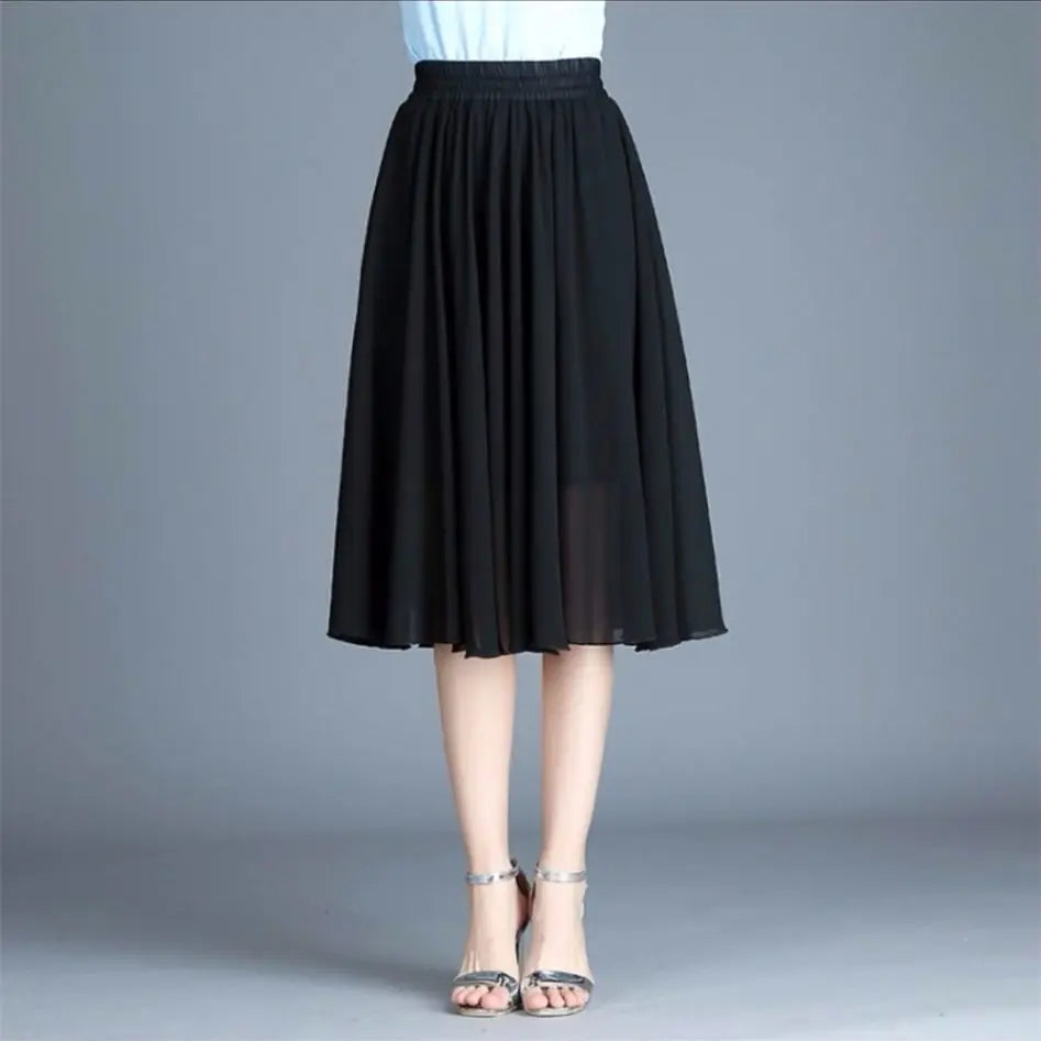 Chiffon Floral Midi Summer Luxury Elegant Casual Skirt