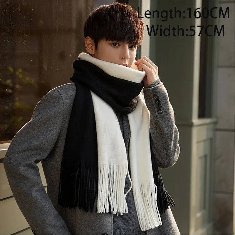 Men's Fashion Winter Scarf  With Tassel Cashmere Wrap