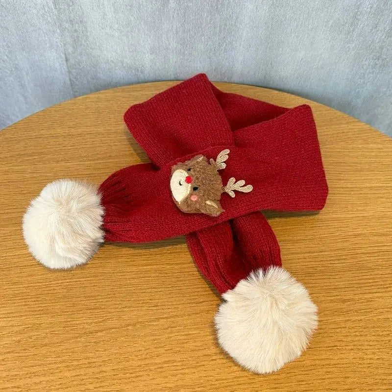 Knitted Cotton Cross Neck Christmas Scarf for Kids