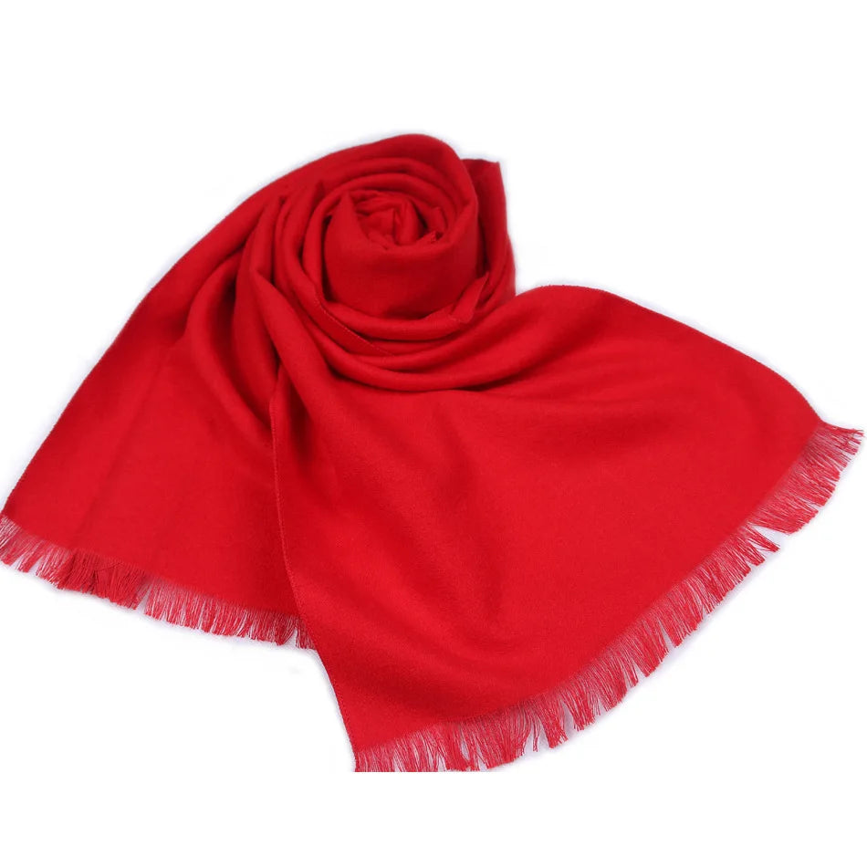 Solid Color Red Luxury Brand Cashmere Winter Scarf for Men