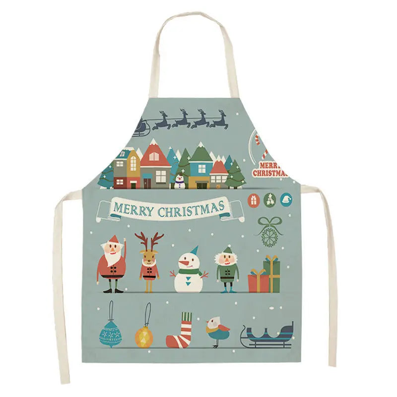 Matching Parent & Child Christmas Linen Blend Apron