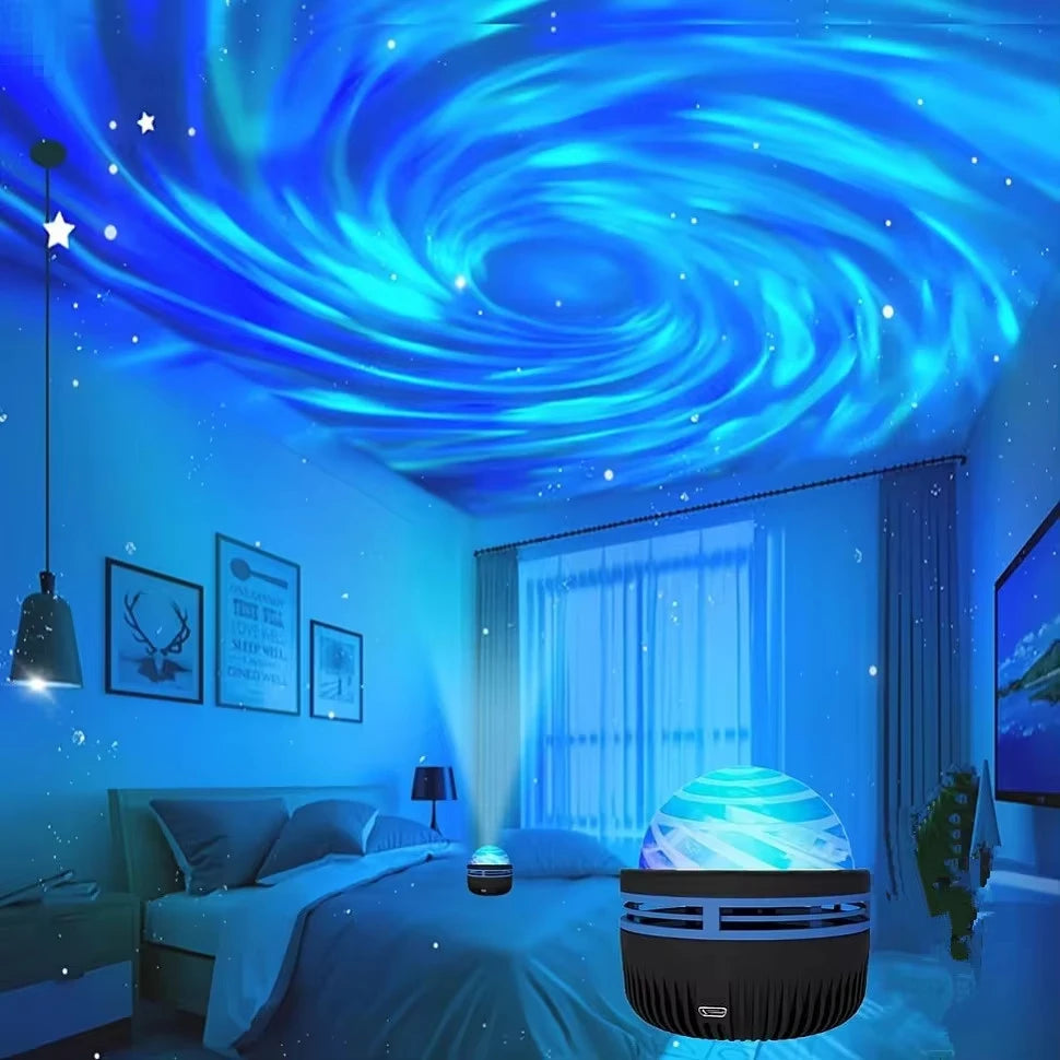 1pc Galaxy Star Projector - Water Ocean Wave For Bedroom Night Light  (7-Colors Patterns)