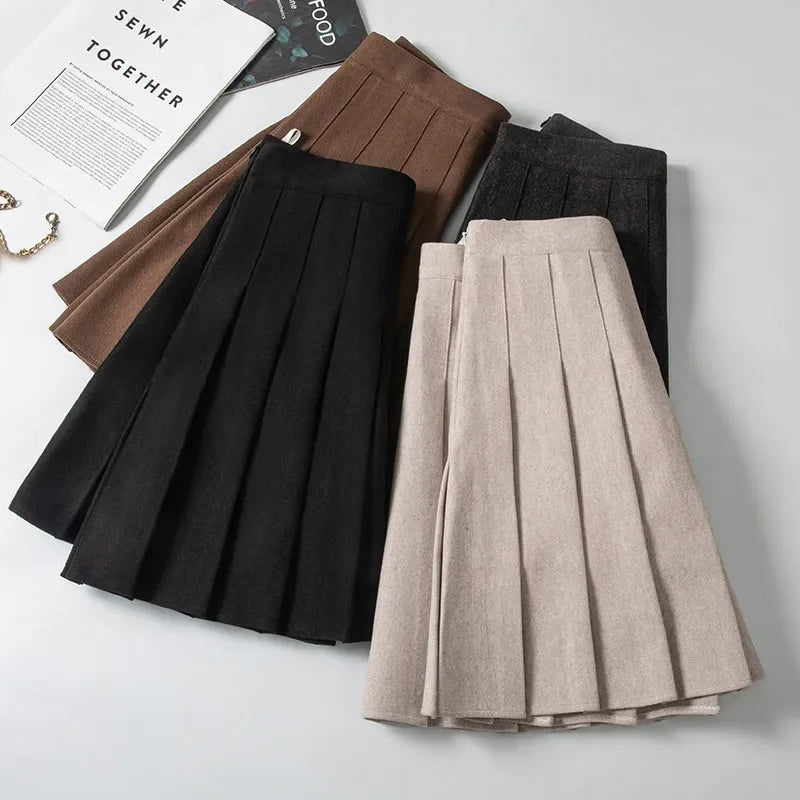 Pleated High Waisted Winter Skirt