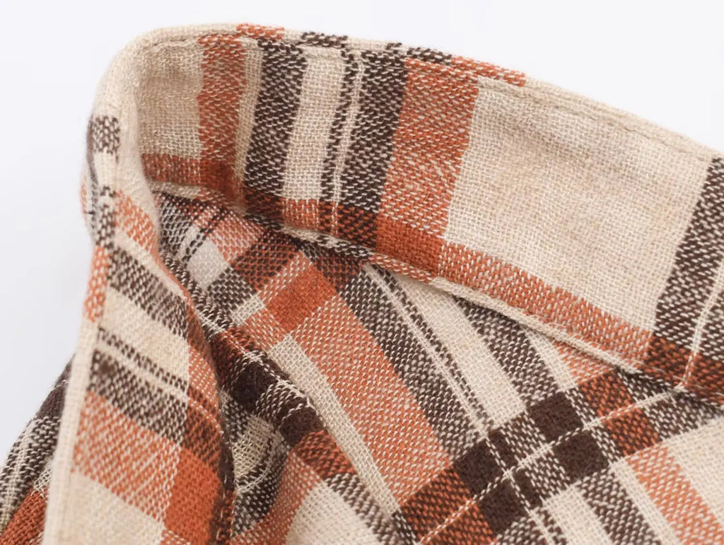 New Fashion Checkered Print Elegant High Waist Skirts