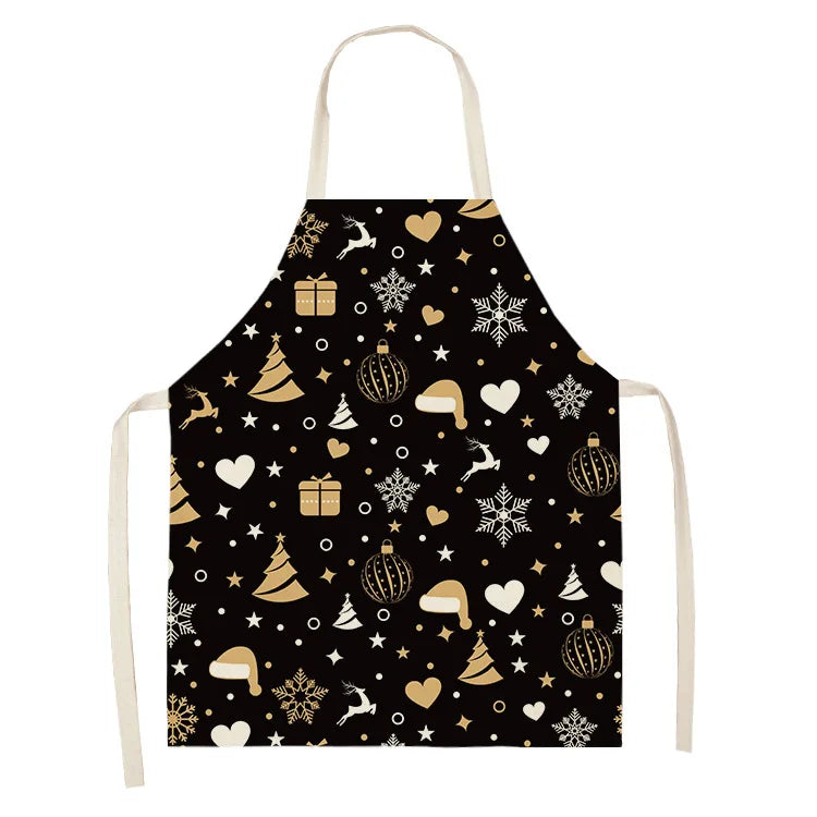 Black Gold  Elk Snowman Christmas Tree Apron