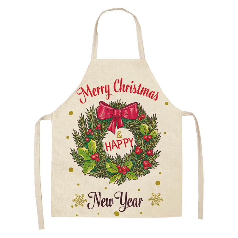 Linen Merry Christmas Apron for Home Kitchen