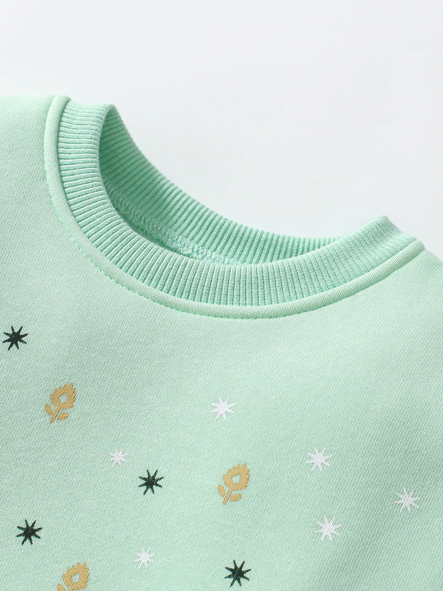 Girl's Long Sleeved Mesh and Velvet Princess Skirt Set