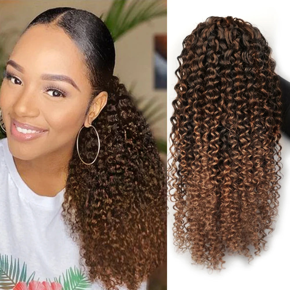 Synthetic Drawstring Puff Afro Curly 16 Inch Ponytail