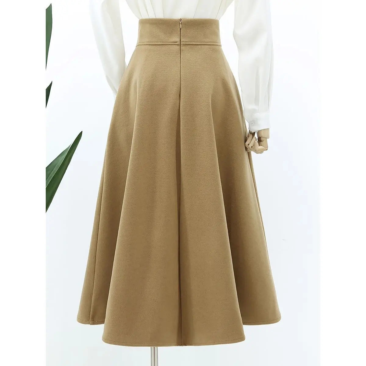 Winter Wool High Waist Slimming Long Pleated Skirt
