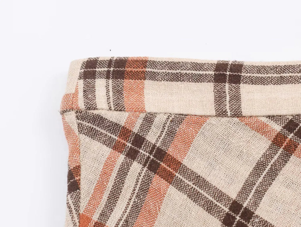 New Fashion Checkered Print Elegant High Waist Skirts