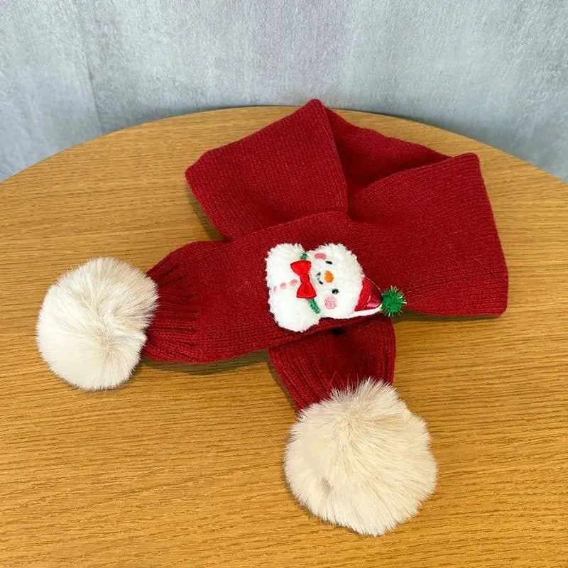 Knitted Cotton Cross Neck Christmas Scarf for Kids
