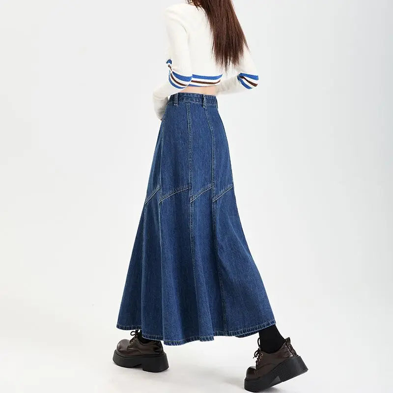 Blue Denim A-line Vintage Skirt