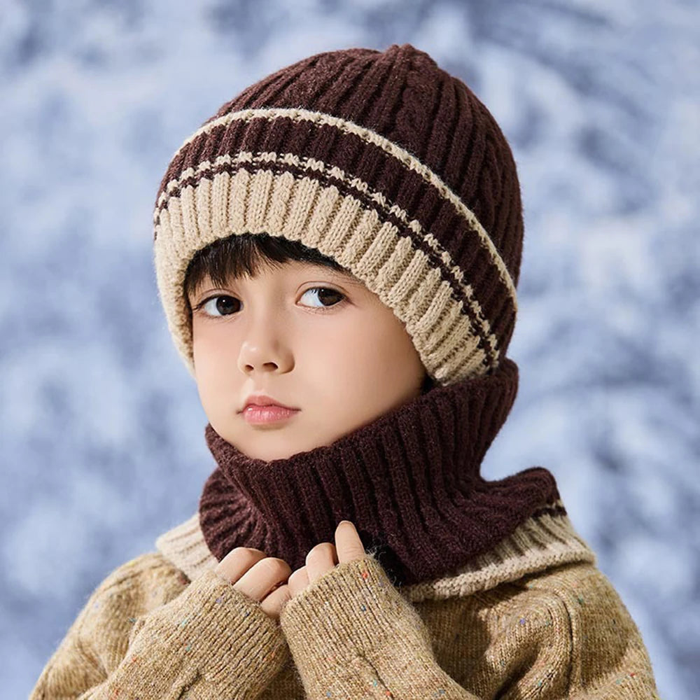 Children's Wool Knitted Hat & Scarf Set
