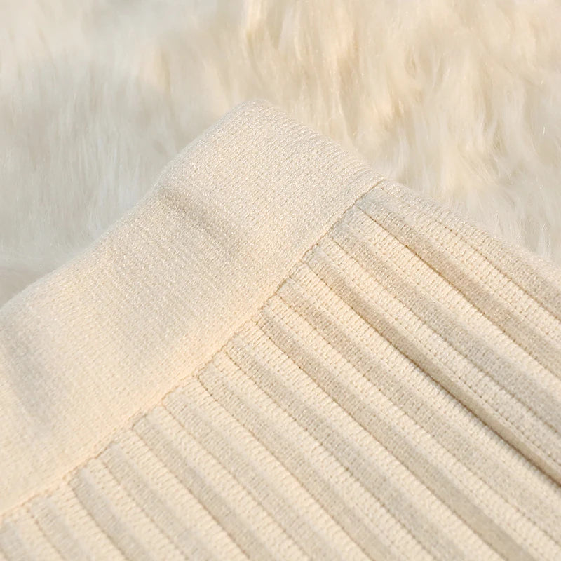 Knit Pleated Elastic High Waist A-Line Umbrella Skirt