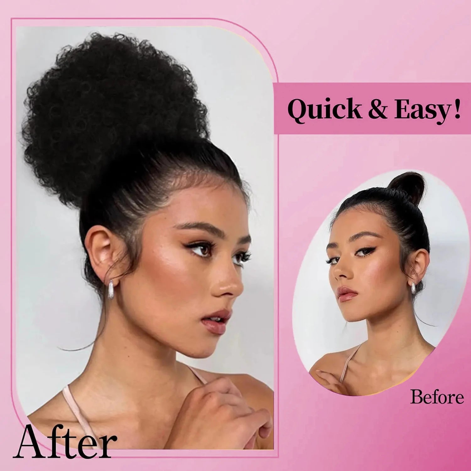 Afro Bun Short Kinky Curly Drawstring Ponytail