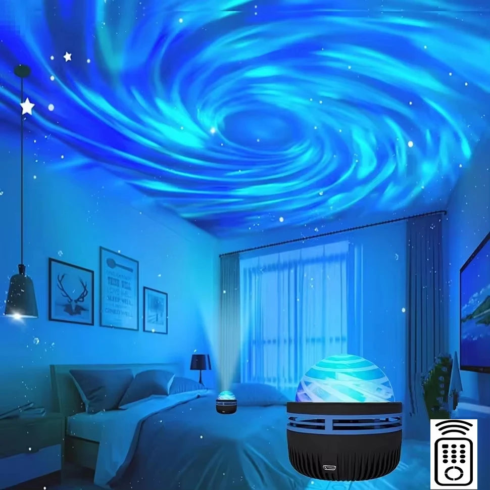 1pc Galaxy Star Projector - Water Ocean Wave For Bedroom Night Light  (7-Colors Patterns)