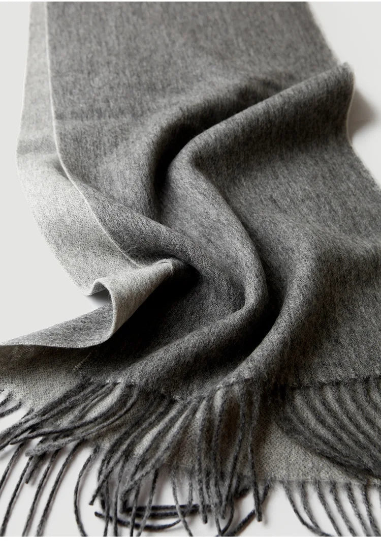 Men's Double-Sided Solid Wool Business Scarf