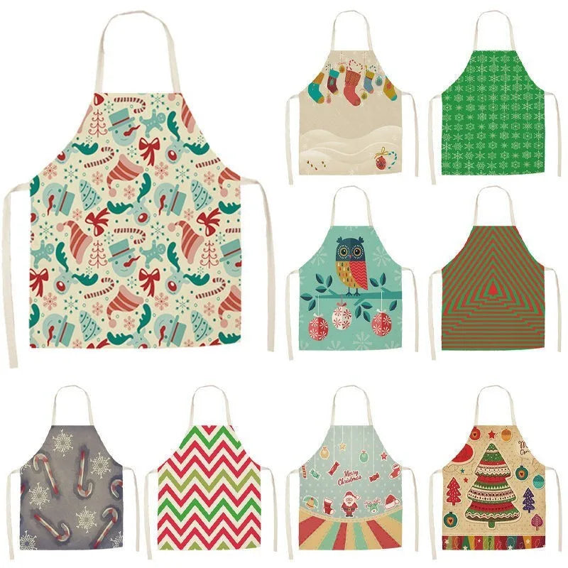 Matching Parent & Child Christmas Linen Blend Apron