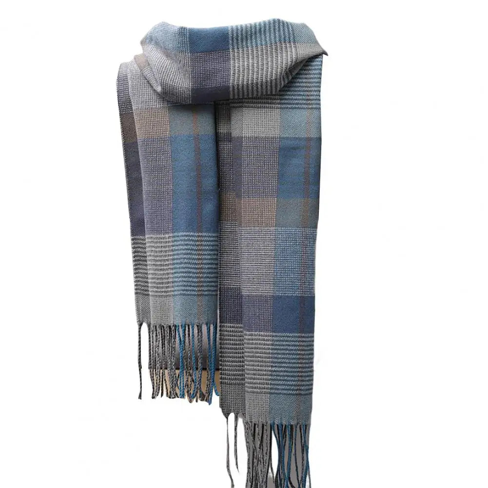 Men's Thick Warm Plaid Fringed Cashmere Winter Scarf