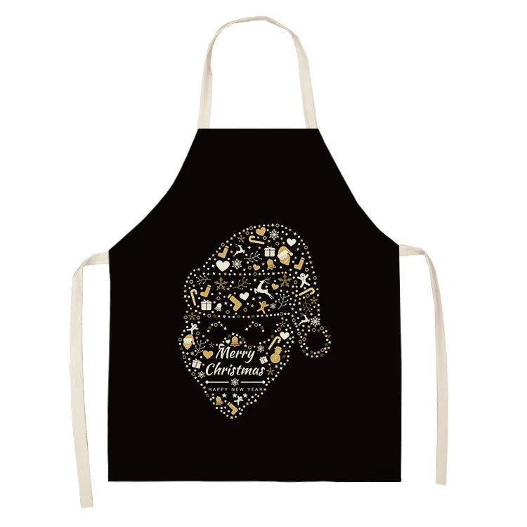 Black Gold  Elk Snowman Christmas Tree Apron