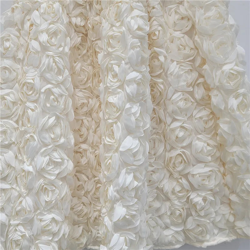 Versatile Three Dimensional Flower Mid-calf High Waist Big Swing Skirt