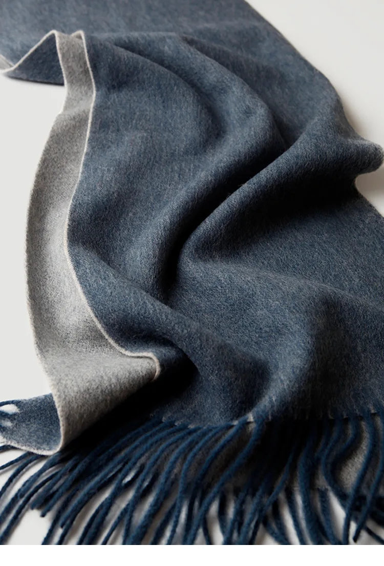 Men's Double-Sided Solid Wool Business Scarf