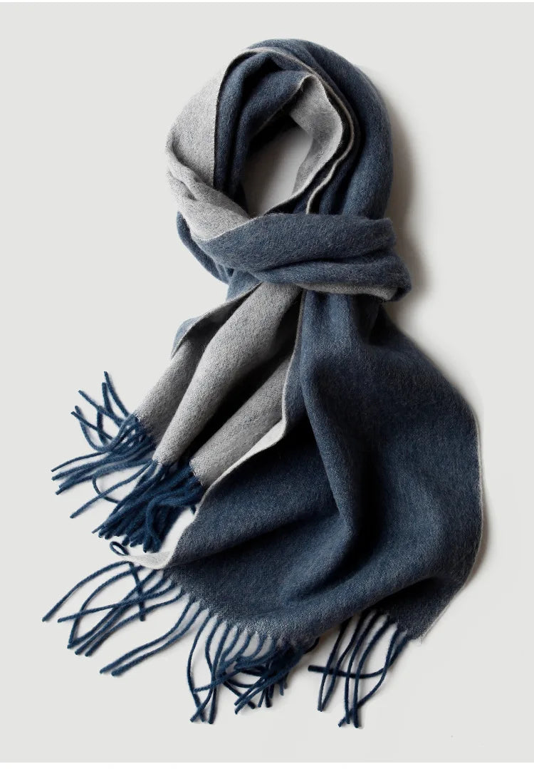 Men's Double-Sided Solid Wool Business Scarf