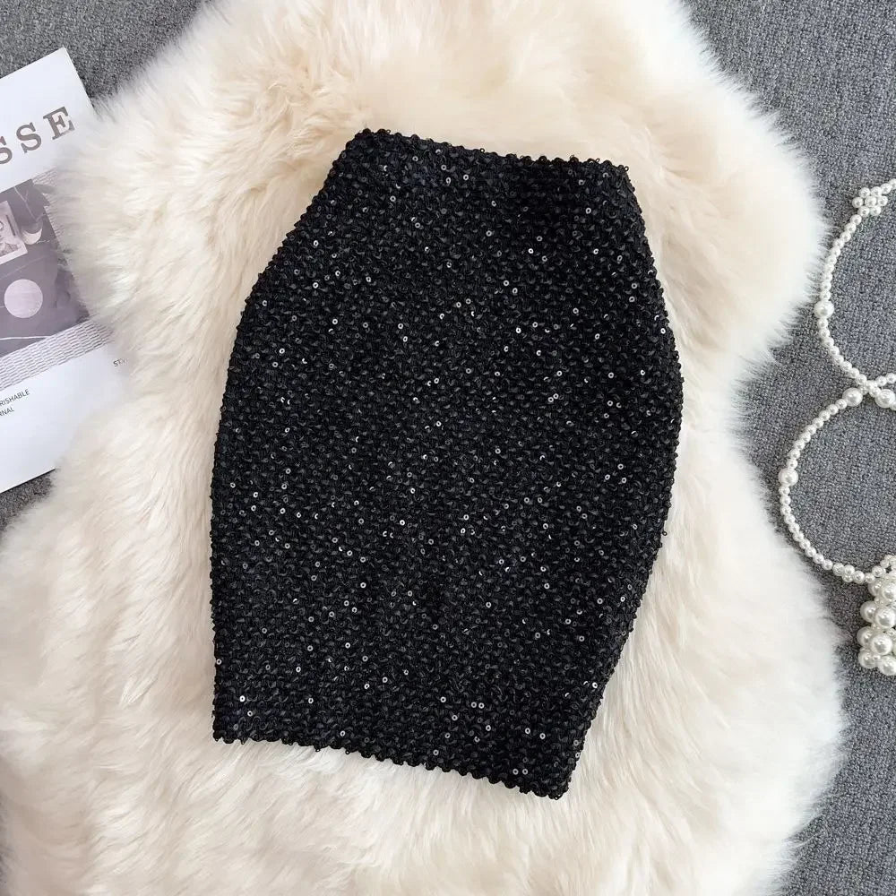 Stylish Sequin Formal Fitting Office Skirt
