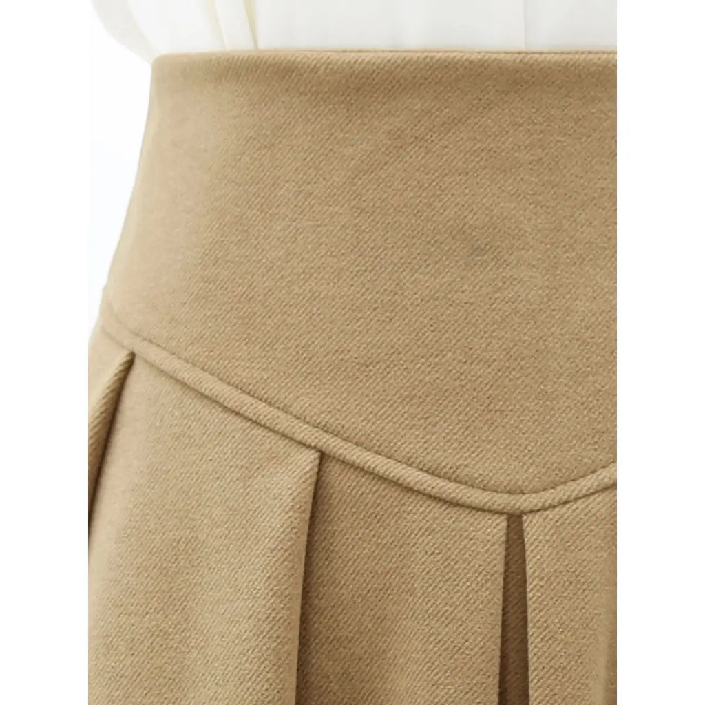 Winter Wool High Waist Slimming Long Pleated Skirt