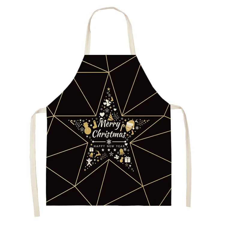 Black Gold  Elk Snowman Christmas Tree Apron