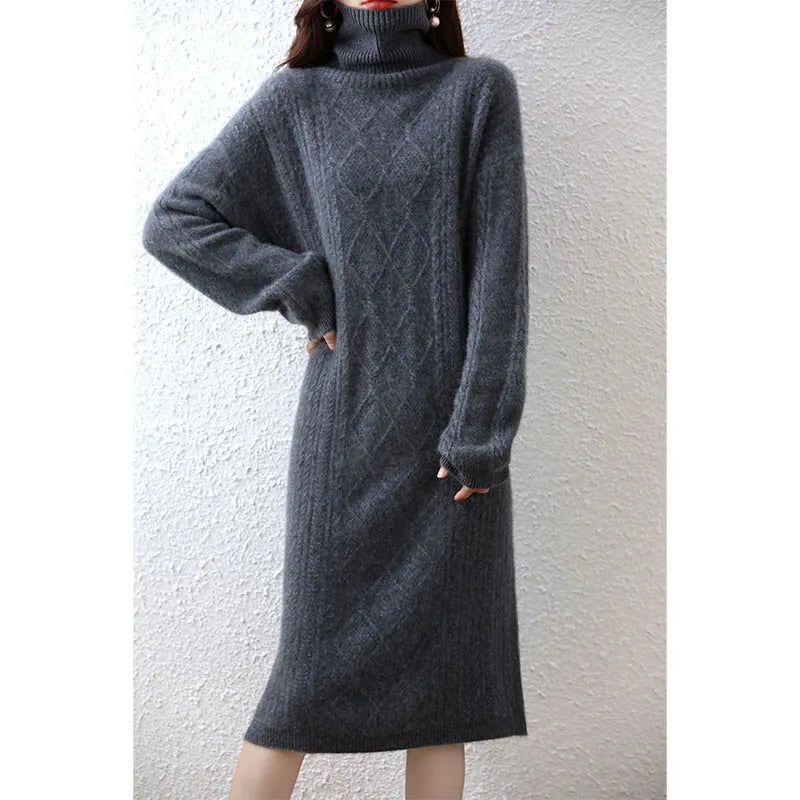 Knit Cashmere Casual Turtleneck Sweater Dress