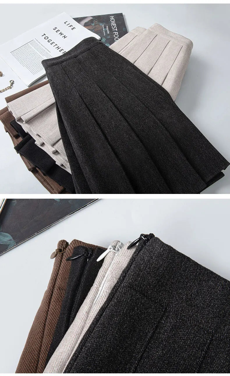 Pleated High Waisted Winter Skirt
