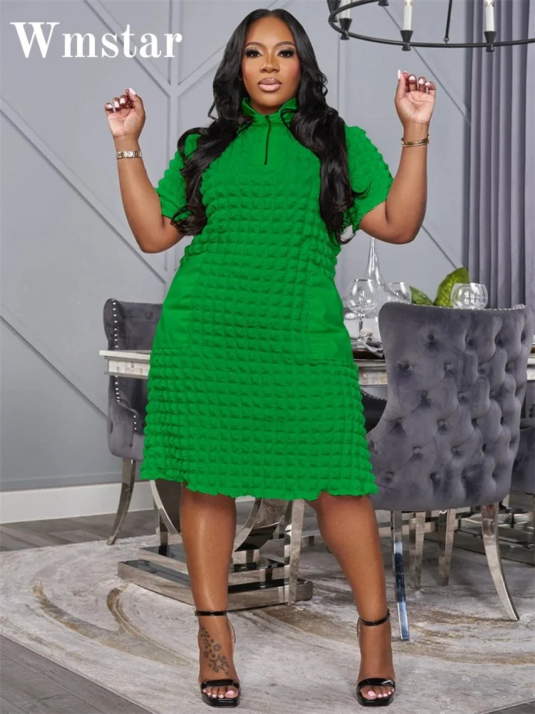 Women Casual Plus Size Dress  with Pockets