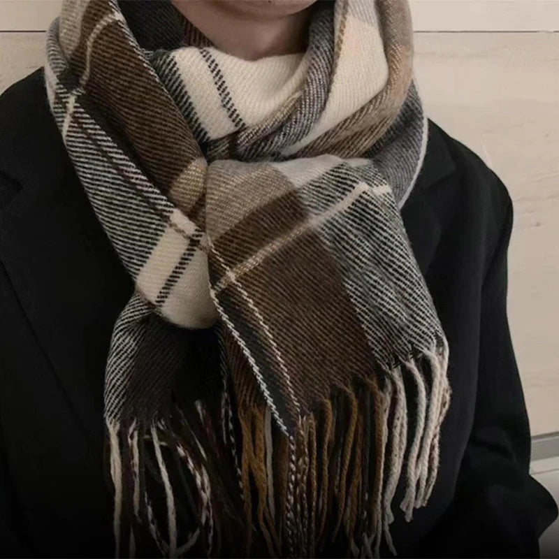 Men's Fashion Winter Scarf  With Tassel Cashmere Wrap