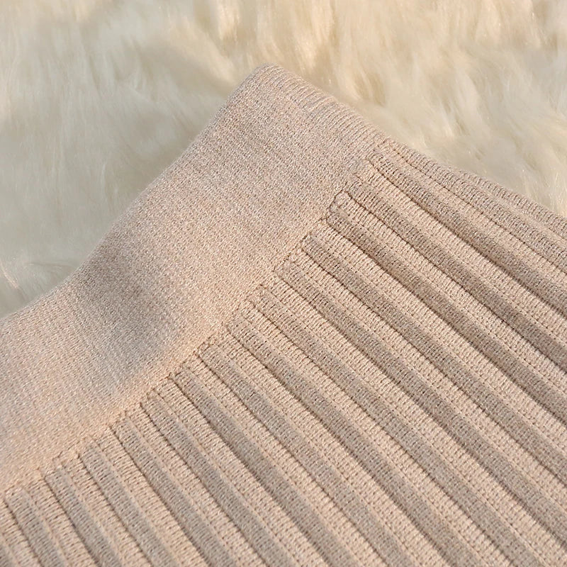 Knit Pleated Elastic High Waist A-Line Umbrella Skirt