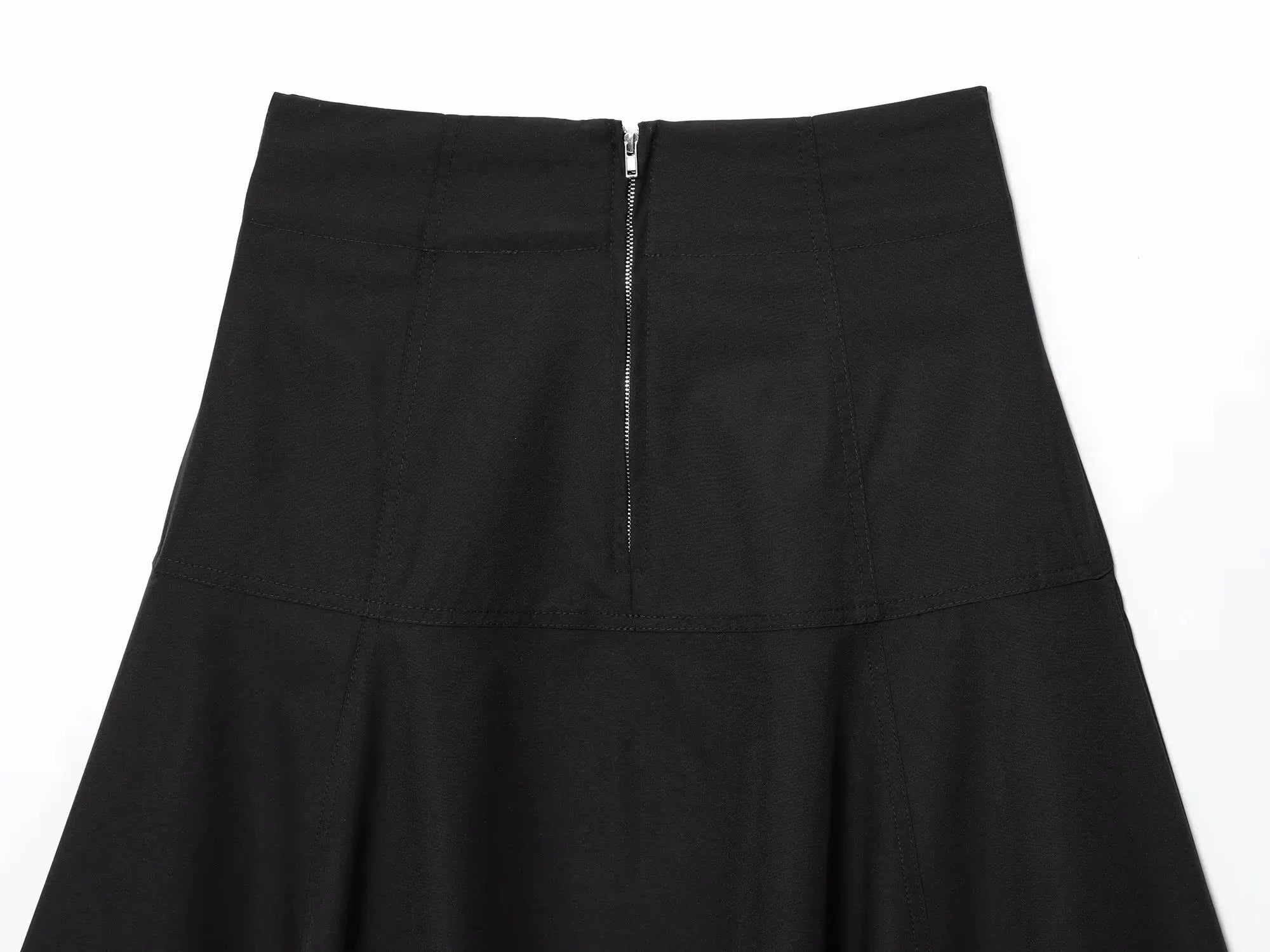New Winter Casual Fashion Black Zipper Midi Skirts