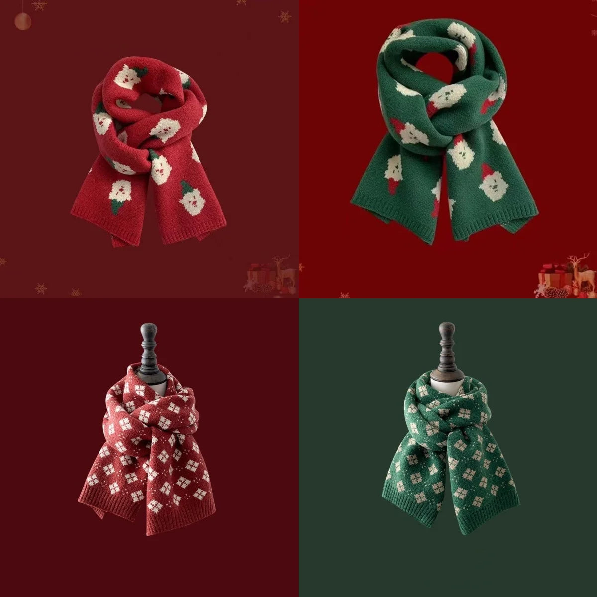 Christmas Tree Patterned Winter Neck Scarf