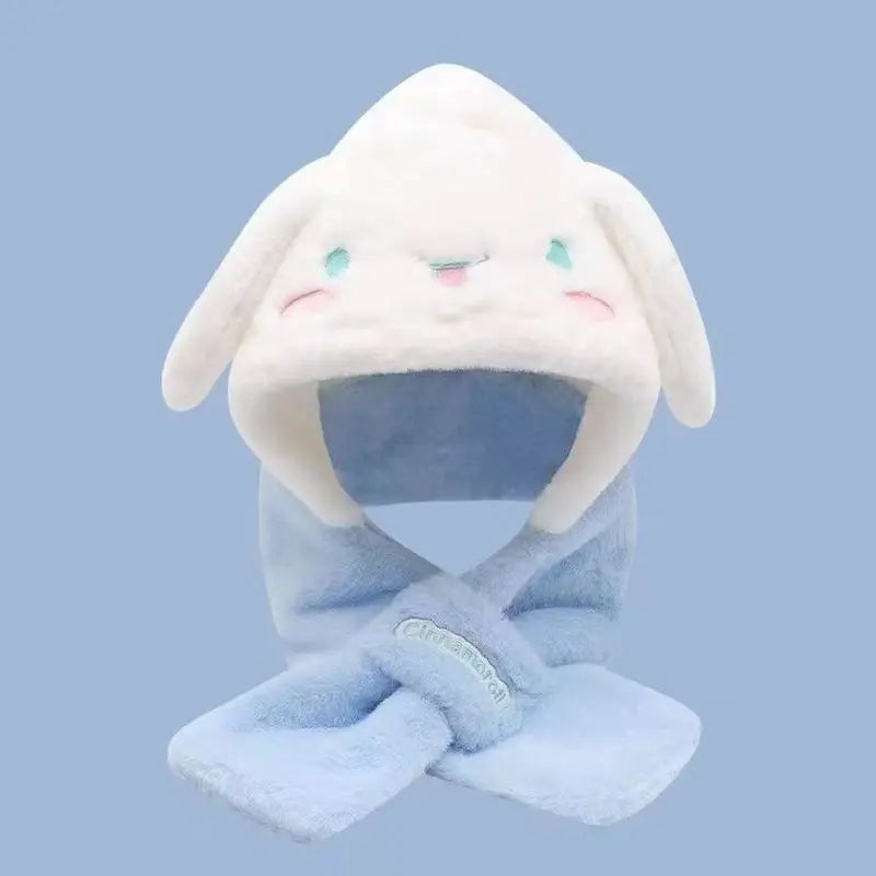 Children's Cotton One-Piece Scarf Hat - New Style Kuromi Melody Cinnamoroll Soft Plush Toy