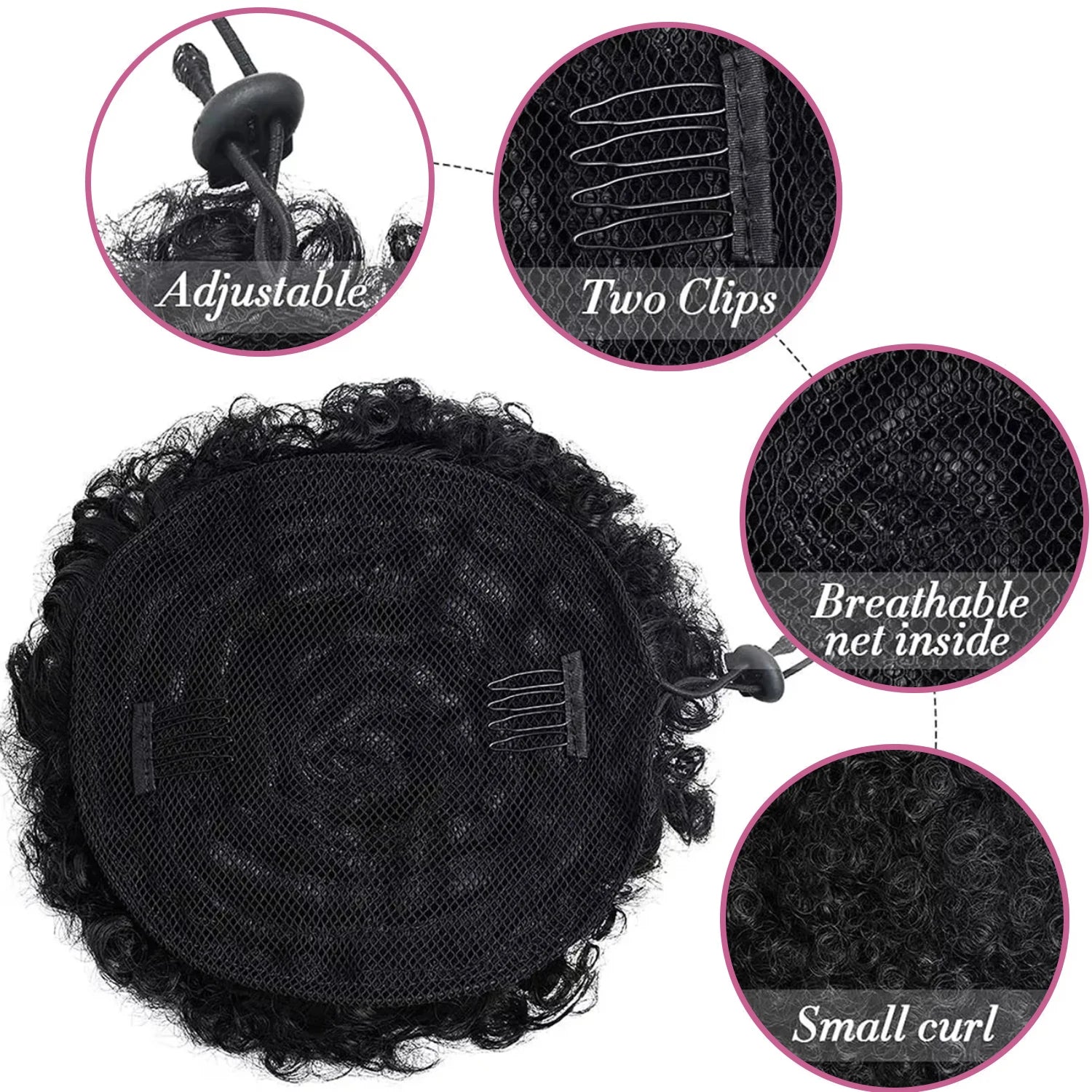 Afro Bun Short Kinky Curly Drawstring Ponytail